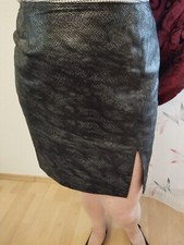 Leder Rock Schwarz Grau