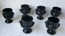 6 Eierbecher, schwarzes Glas
