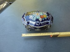 VEB Ilmenau Graf von Henneberg Porzellan Echt Kobalt Deckeldose Schmuckdose