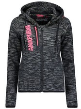 Anapurna Damen Sweatjacke mit Kapuze Hoodie Jacke Kapuzensweatjacke schwarz pink