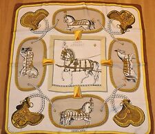 ORIGINAL HERMÈS Tuch Seide Seidentuch/foulard Grand Apparat  braun 90 x 90