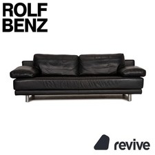 Rolf Benz 355 Leder Dreisitzer Schwarz Sofa Couch