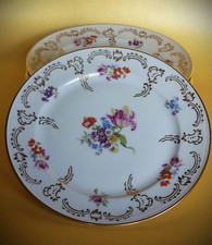 Fürstenberg,  Alt Maria, 6 Kuchenteller mit Goldornamenten und Blumen D 17,5cm