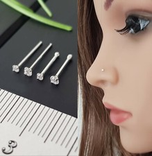 925 Silber Klein Mini Fein Zirkonia Nasenpiercing Nasenstecker Stecker Piercing 
