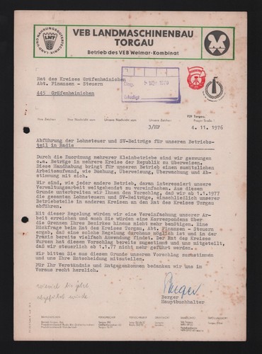 Torgau brief 1976 veb - torgau,,