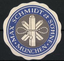 Reklamemarke München, Max Schmidt & Söhne, Seil mit Drucklettern 