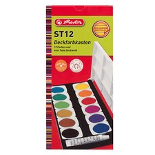 Herlitz Deckfarbkasten 12 Farben Wasserfarben Schulmalfarben water colour set