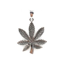 925 Silber Weed Blatt massiv Schmuck Ganja Anhänger Marijuana Leaf Cannabis Hanf