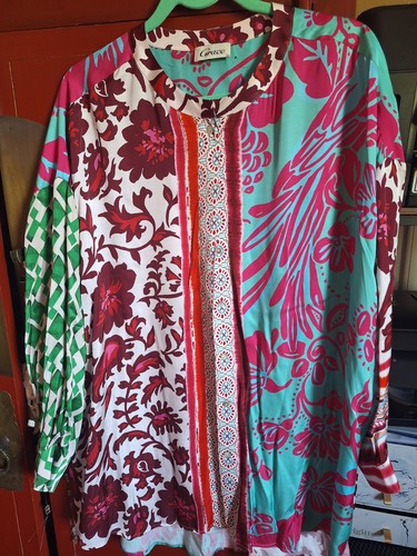 Bunte mustermixbluse langarm - bunte, mustermixbluse/