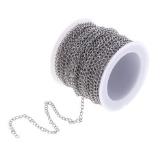 1 Rolle Silberfarbene Kabelkette Aus Edelstahl Zum Basteln Von DIY-Schmuck.