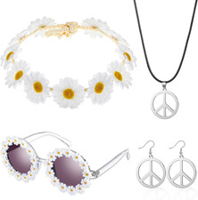 Hippie Accessoires Damen 60er 70er Jahre Schmuck Schlagermove Gänseblümchen