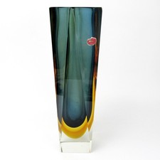 Murano Glas Vase Blockvase Sommerso Venetian Glass Italy Vintage Retro 31cm FAT