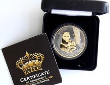 Niue 2 Dollar 2017 Panda With Cub - Golden Black Empire Edition, 1 Oz Silber