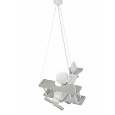 Waldi 90165 Kinder Lampe Holz Doppeldecker E27 Flieger Grau/Weiß E27 230V