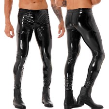 Herren Glänzend Wetlook Leder Hose Kunstlederhose Leggings Tights Pants Clubwear