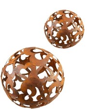 Herz Gartenkugel Set 1 x 30cm + 1 x 40cm Metall rostige Gartendekoration