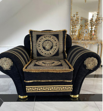 Mäander Medusa Couchgarnitur Sofa Couch Schwarz-Gold versac meand