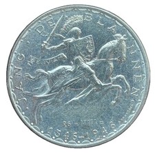 100 Francs 1946 Luxemburg 600 Jahrestag Johannes  Silber  Schön#29