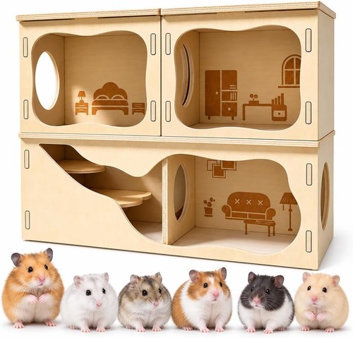 Hamster haus teilig holz - hamster, mit