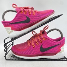 Nike Free Run 5.0 Neon Pink Schwarz Turnschuhe Gr. UK 4 Damen Strick Fitness Laufen Yoga