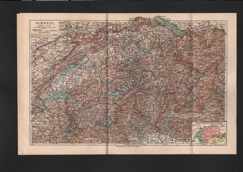 Landkarte map 1909 schweiz - landkarte, 1909: