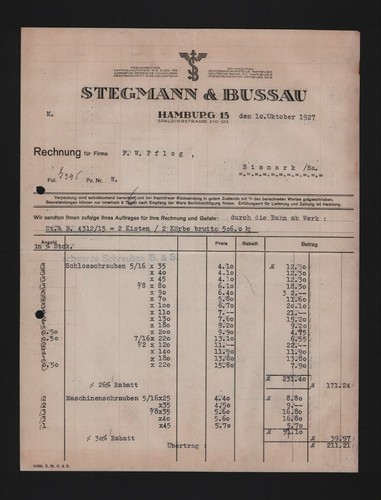Hamburg rechnung 1927 - rechnung,