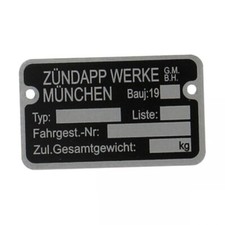 Rahmenschild 19...... für Zündapp
