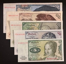 5 - 100 DM Scheine von 1970 -