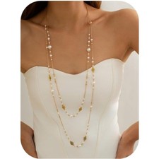 Goldene perlenkette damen - perlenkette,