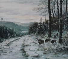 Sauen Schwarzwild Kunstdruck