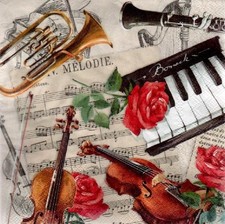 12 verschiedene Servietten * Musikinstrumente, Komponisten & Noten * (8)