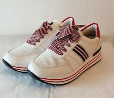 Remonte Damen Sneaker Schnür-Schuh Leder weiß-rot Plateau Größe 36 37 38 39 NEU