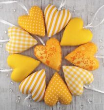 Tilda Stoffherzen in gelb / türkis / lila / flieder Deko genäht Herz aus Stoff 