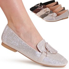 Damenschuhe Glitzer Mokassins