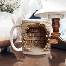 3D Eine Bibliothek Regal Tasse Kreativ Buch liebhaber Kaffeetasse
