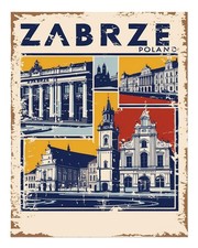 Vintage Zabrze Polen Wandkunst