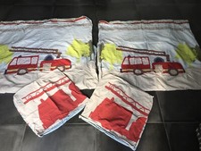 Kinderbettwäsche Vertbaudet 2x Zwillinge Wendebettwäsche Feuerwehr Applikationen