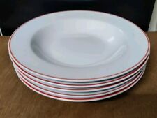 5 Suppenteller von Domestic, mit rotem Rand, 20,5 cm, sehr guter Zustand 
