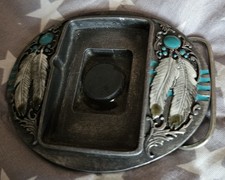 Siskiyuu Zippo Gürtelschnalle Buckle mit Motiv "Feder"für  Zippo Feuerzeug   NEU