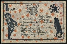 Notgeld Ennigerloh 1921, 1 Mark, Ortspartie, Wappen 