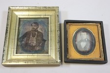2x Fotografie Daguerreotypie Portrait gerahmt um 1860 (HB866)