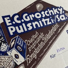 Rechnung v. 1930 "E.C. Groschky, Honigkuchen- & Lebkuchenfabrik Pulsnitz i. Sa."