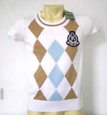 HV Polo Damen Pullunder in weiß mit beigen/himmelblauen Karos 100% Baumwolle XL