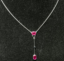 Art Deco Collier Silber 835 Rubin  Silberkette fein gearbeitet Silbercollier !!