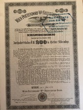 Wien- Pottendorf -Wr Neustädterbahn Schuldv. über 200 Gulden 1874