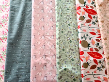 Stoffpaket  Baumwolle 6 Stoffreste 30 x70cm  Nähen/ Patchen Hasen Schafe  Neu