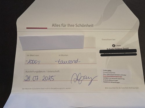 1000 gutschein thetic - 1000€,