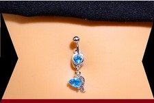 Banane mit Anhänger Herz Bauchnabel Piercing Zirkonia Kette Gebogener Stab Nabel