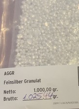 1 Kg Silbergranulat Feinsilber 999 OVP Silber Investment Silberschmied 1000g