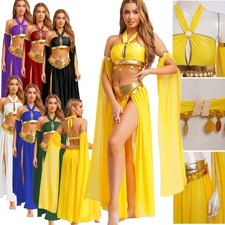DE Damen Bauchtanz Kostüm Set Indischer Tanz Arabische Tanz-Outfits Bellydance
